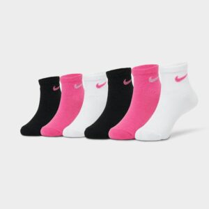Girls’ Little Kids’ Nike Metallic Swoosh Quarter Socks (6-Pack)