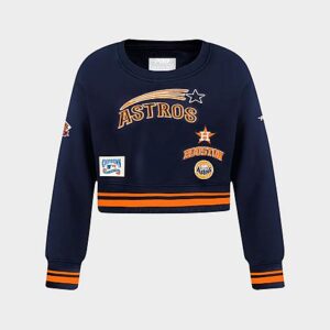 Girls’ Big Kids’ Pro Standard Houston Astros MLB Cropped Fleece Crewneck Sweatshirt