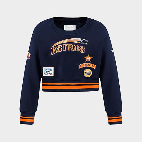 Girls’ Big Kids’ Pro Standard Houston Astros MLB Cropped Fleece Crewneck Sweatshirt