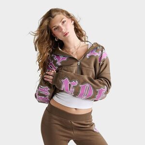 True Religion Crystal Relaxed Girlfriend Full-Zip Hoodie