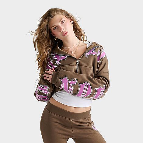 True Religion Crystal Relaxed Girlfriend Full-Zip Hoodie