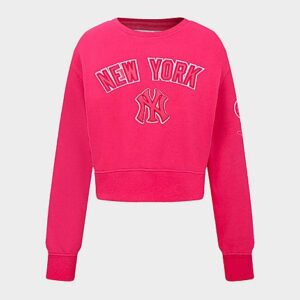 Girls’ Big Kids’ Pro Standard New York Yankees MLB Cropped Fleece Crewneck Sweatshirt