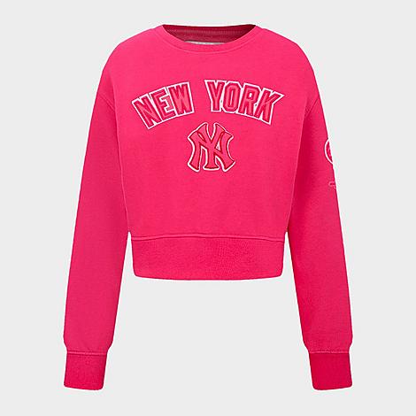 Girls’ Big Kids’ Pro Standard New York Yankees MLB Cropped Fleece Crewneck Sweatshirt