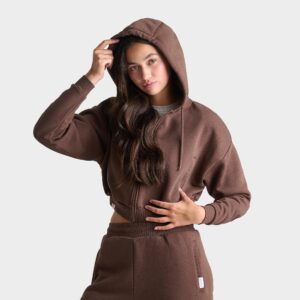 DAILYSZN Fleece Cropped Full-Zip Hoodie