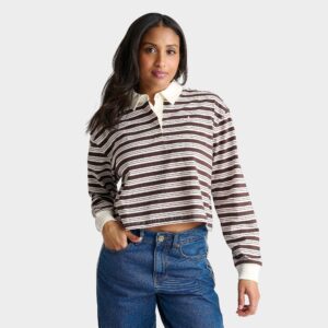 adidas Originals Striped OVZD Long-Sleeve Polo T-Shirt
