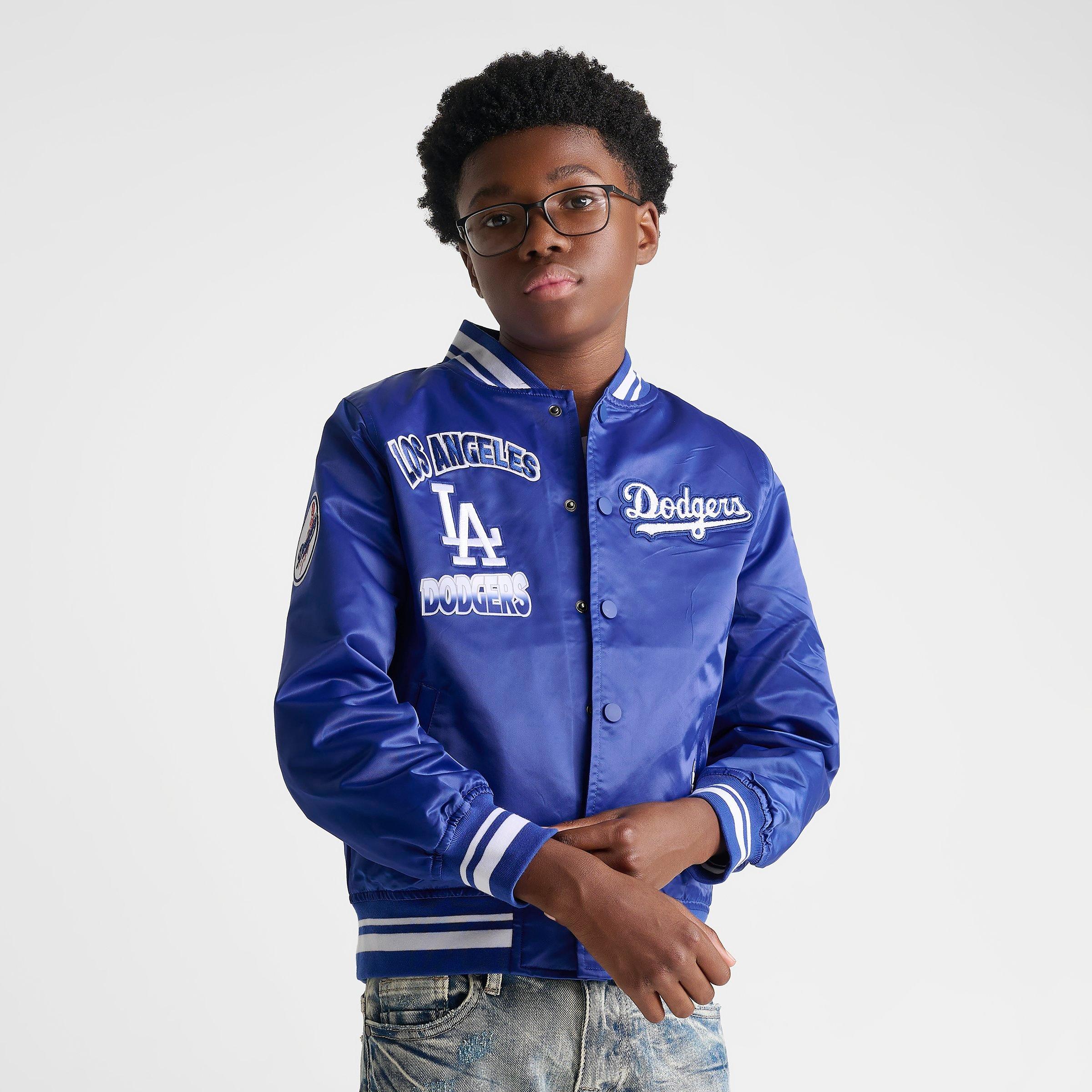 Big Kids’ Pro Standard Los Angeles Dodgers MLB Turn It Up Satin Bomber Jacket