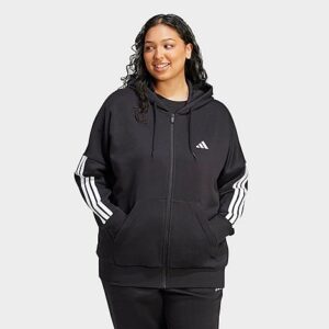 adidas Essentials 3-Stripes Fleece Full-Zip Hoodie (Plus Size)