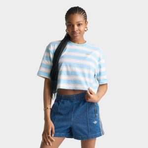 adidas Originals Striped Oversized Cropped T-Shirt