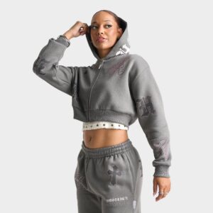 Hoodrich Scarlet Cropped Full-Zip Hoodie