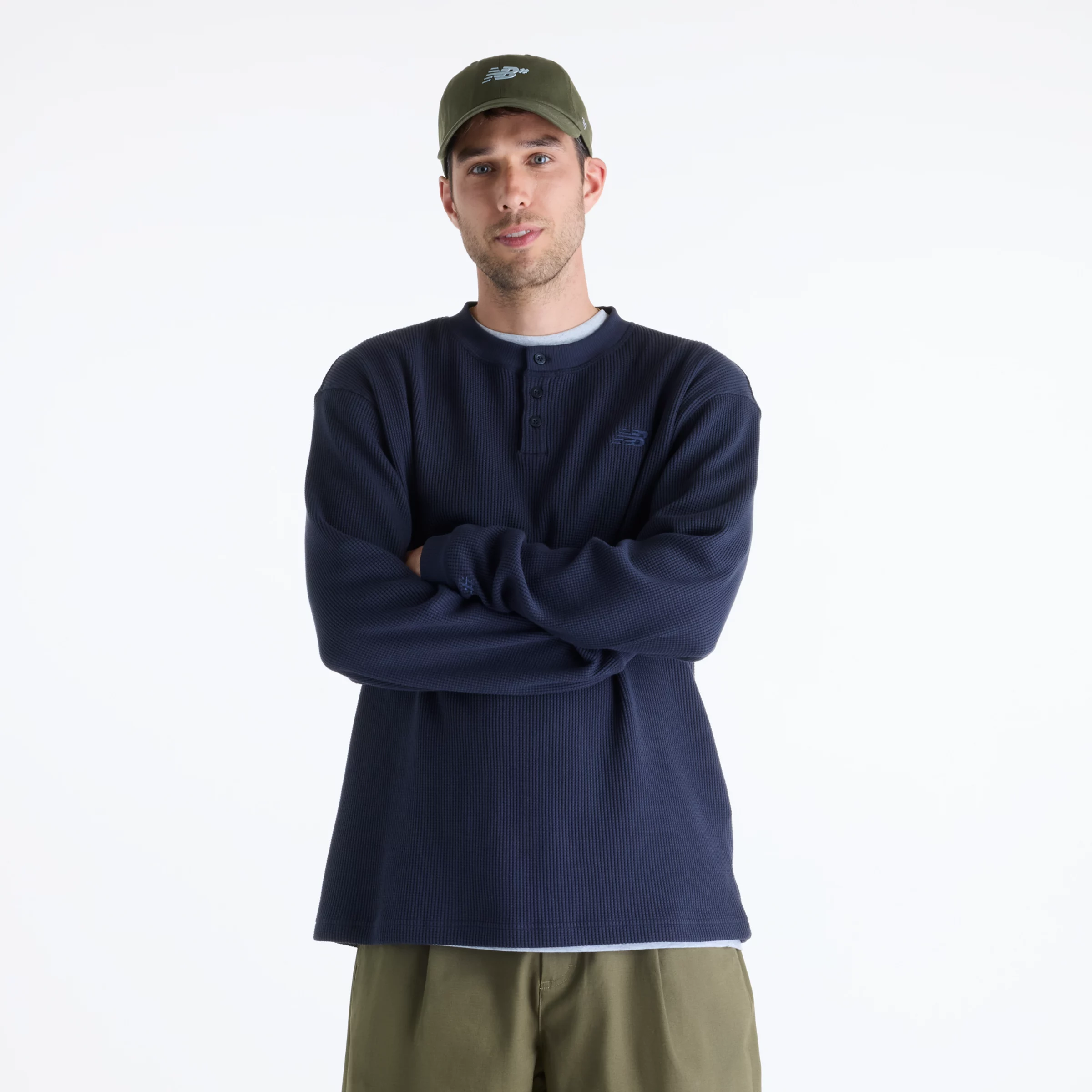Numeric Waffle Knit Long Sleeve Henley