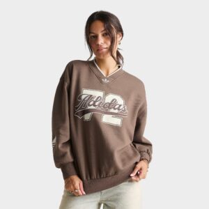 adidas Originals V-Neck Baseball Crew Sweatshirt