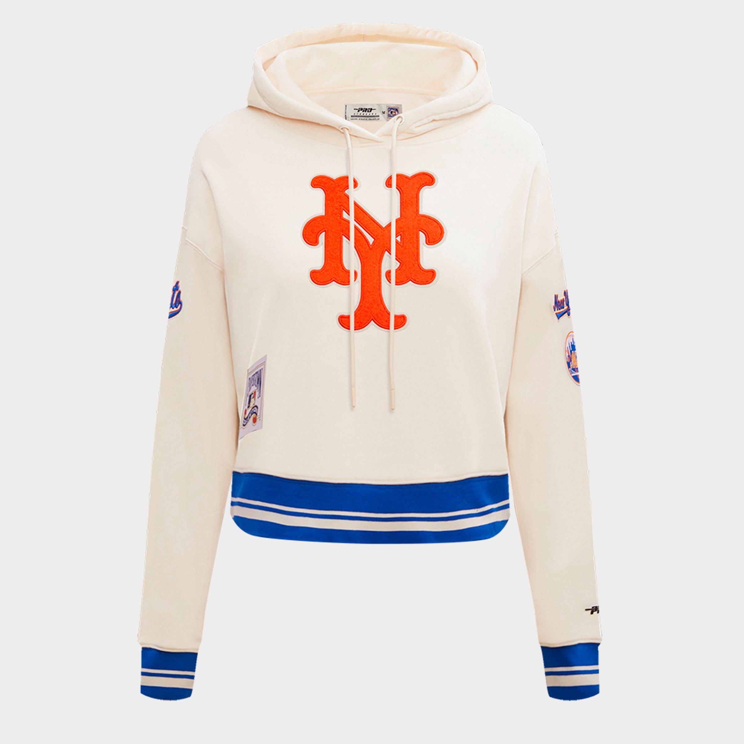 Pro Standard New York Mets MLB Retro Classic Fleece Cropped Pullover Hoodie - Image 2
