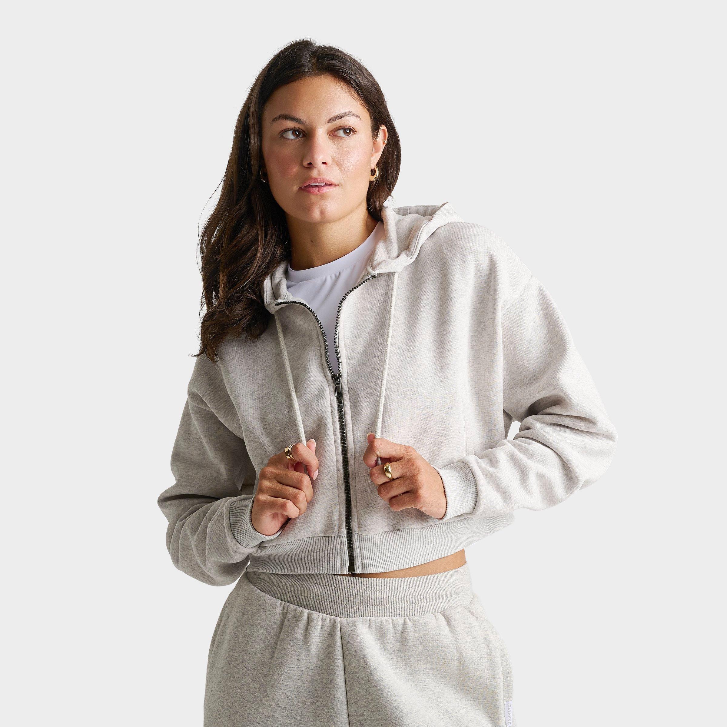 DAILYSZN Fleece Cropped Full-Zip Hoodie - Image 3