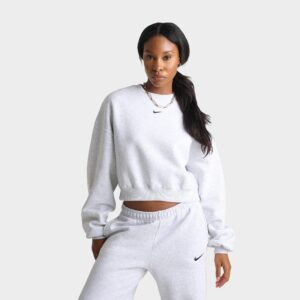 Nike Studio Fleece Medium Weight Oversized Cropped Crewneck Sweatshirt