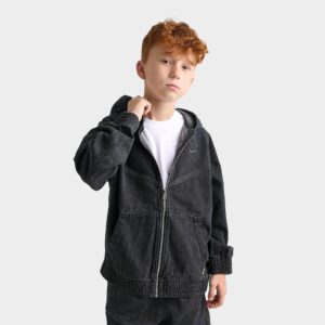Big Kids’ Nike Sportswear Collection Full-Zip Hooded Denim Jacket