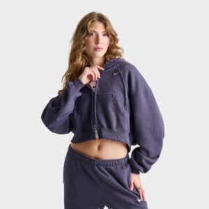Nike Studio Fleece Medium-Weight Oversized Cropped Full-Zip Hoodie
