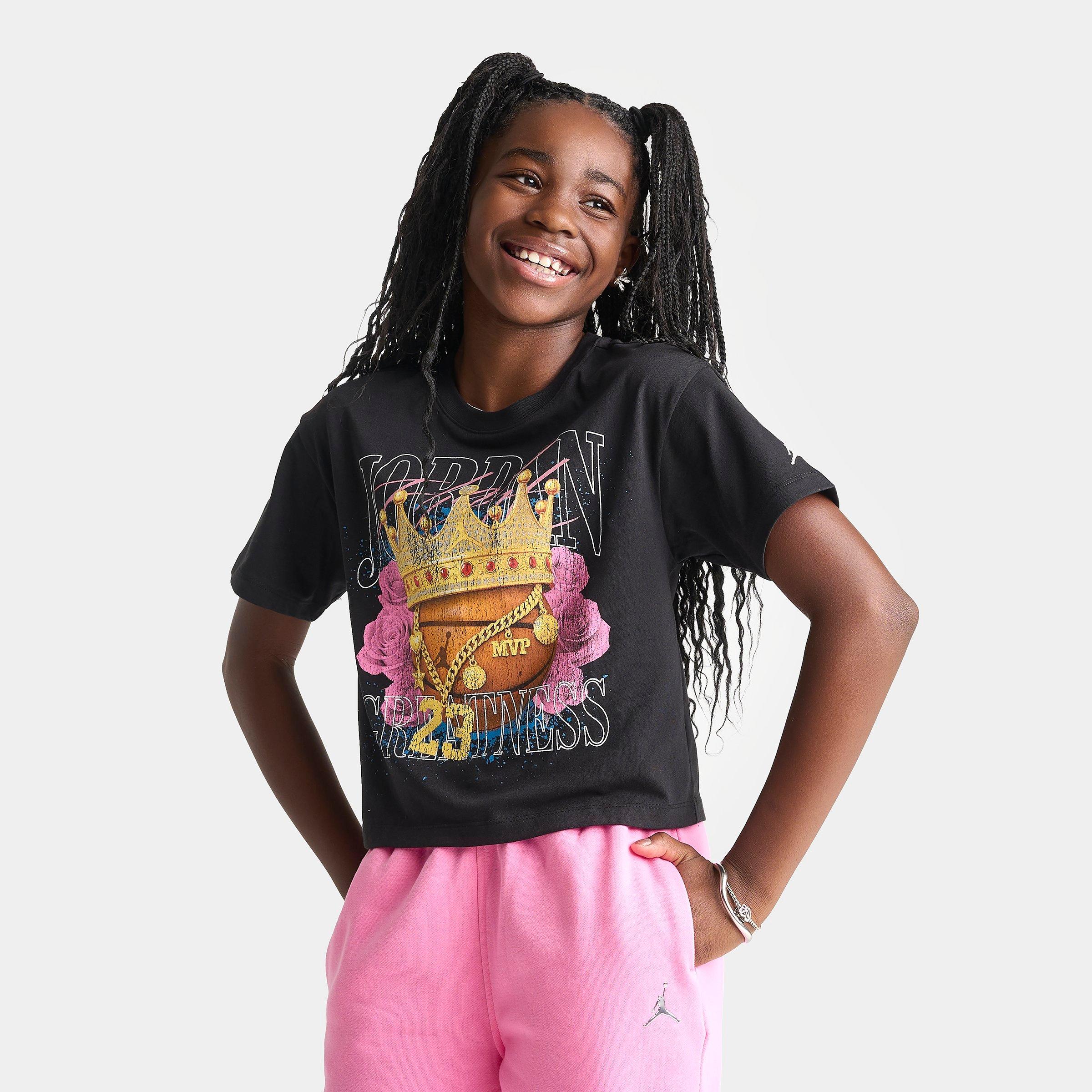Girls’ Big Kids’ Jordan Greatness Crown Cropped T-Shirt