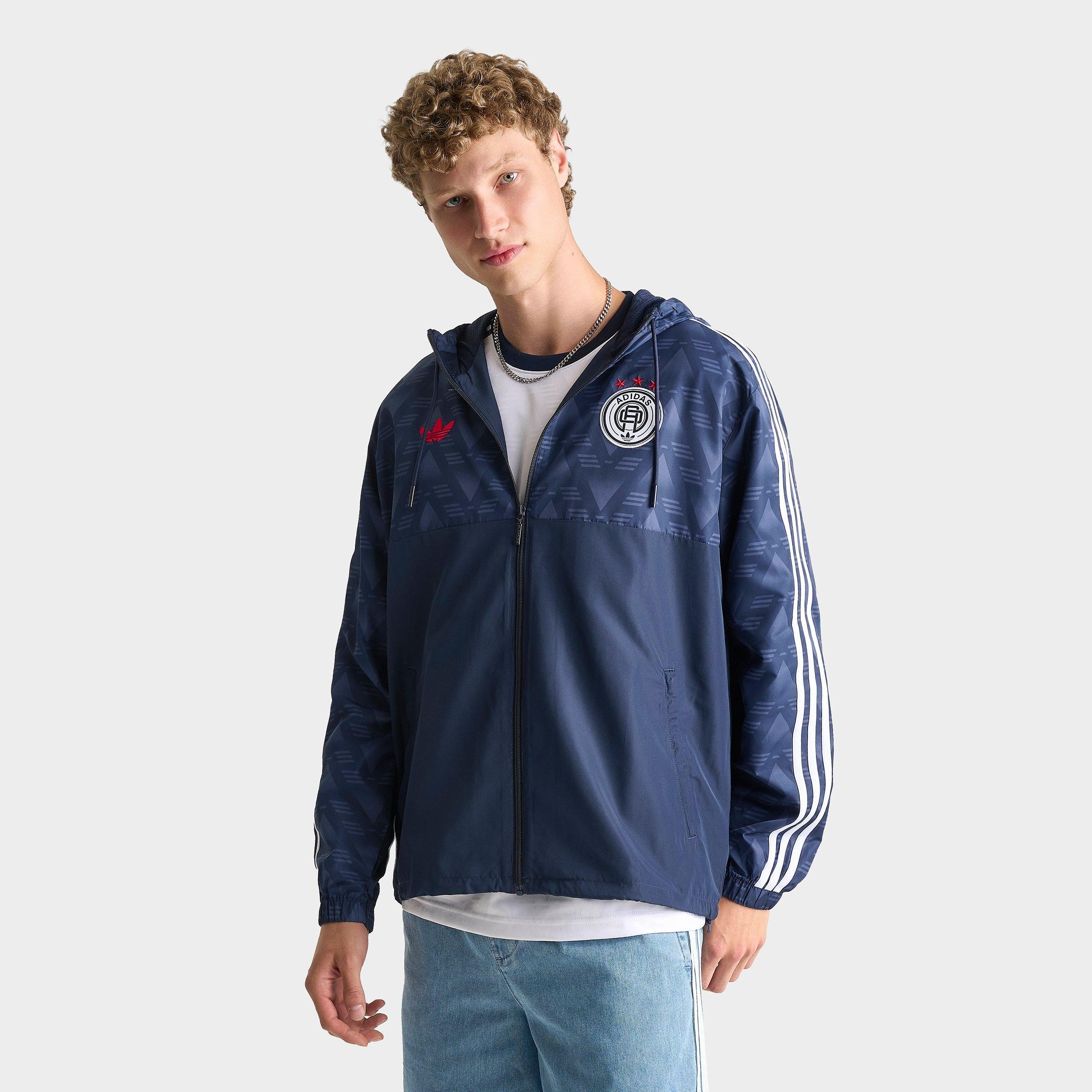 adidas Originals Jacquard Print Soccer Lifestyle Full-Zip Windbreaker Jacket