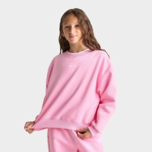 Girls’ Big Kids’ Nike Sportswear Studio Boxy Fleece Crewneck Sweatshirt