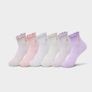 Girls’ Big Kids’ Jordan Lettuce Edge Ankle Socks (6-Pack)