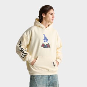 Pro Standard Los Angeles Dodgers MLB Waves and Roses Drop Shoulder Pullover Hoodie