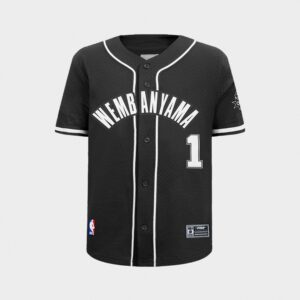 Big Kids’ Pro Standard San Antonio Spurs NBA Wembanyama Mesh Button Down T-Shirt