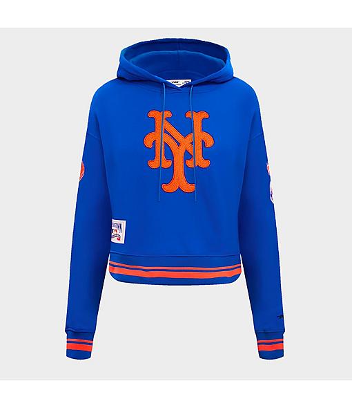 Pro Standard New York Mets MLB Retro Classic Fleece Cropped Pullover Hoodie